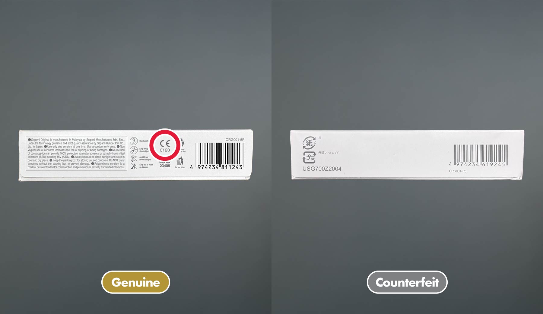 Comparison of Genuine and Counterfeit Products